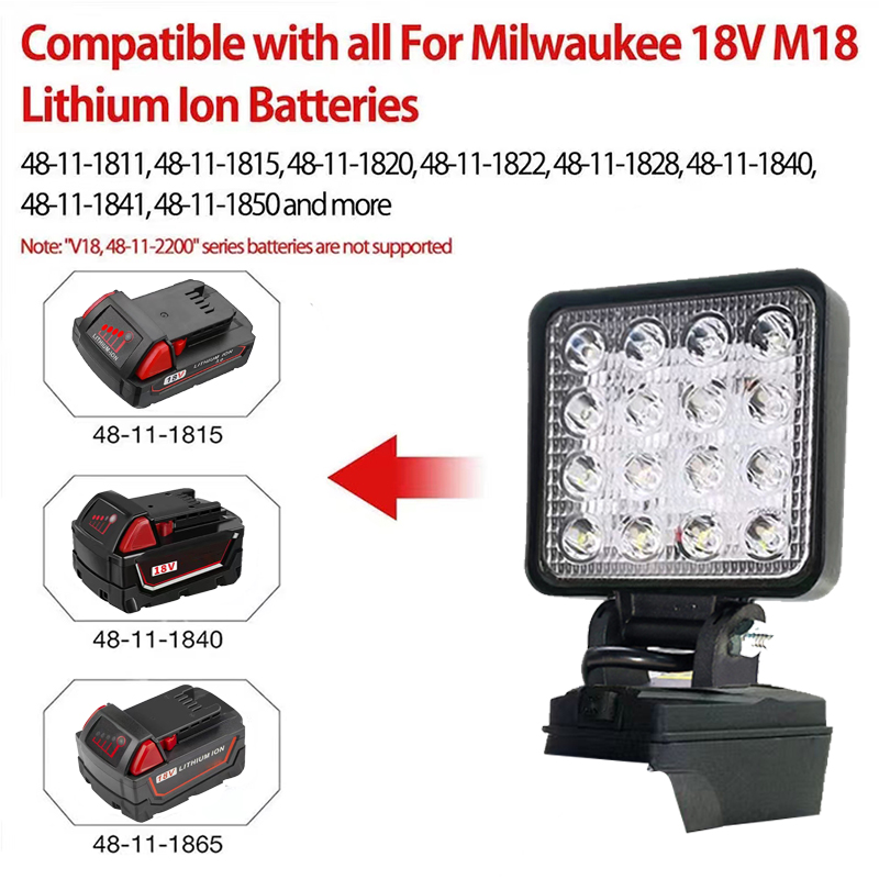 Led ライトフィットミルウォーキーバッテリー M18 4 インチポータブルスポットライトコードレス屋外作業釣りハンドヘルド緊急ツールライトバッテリーなし