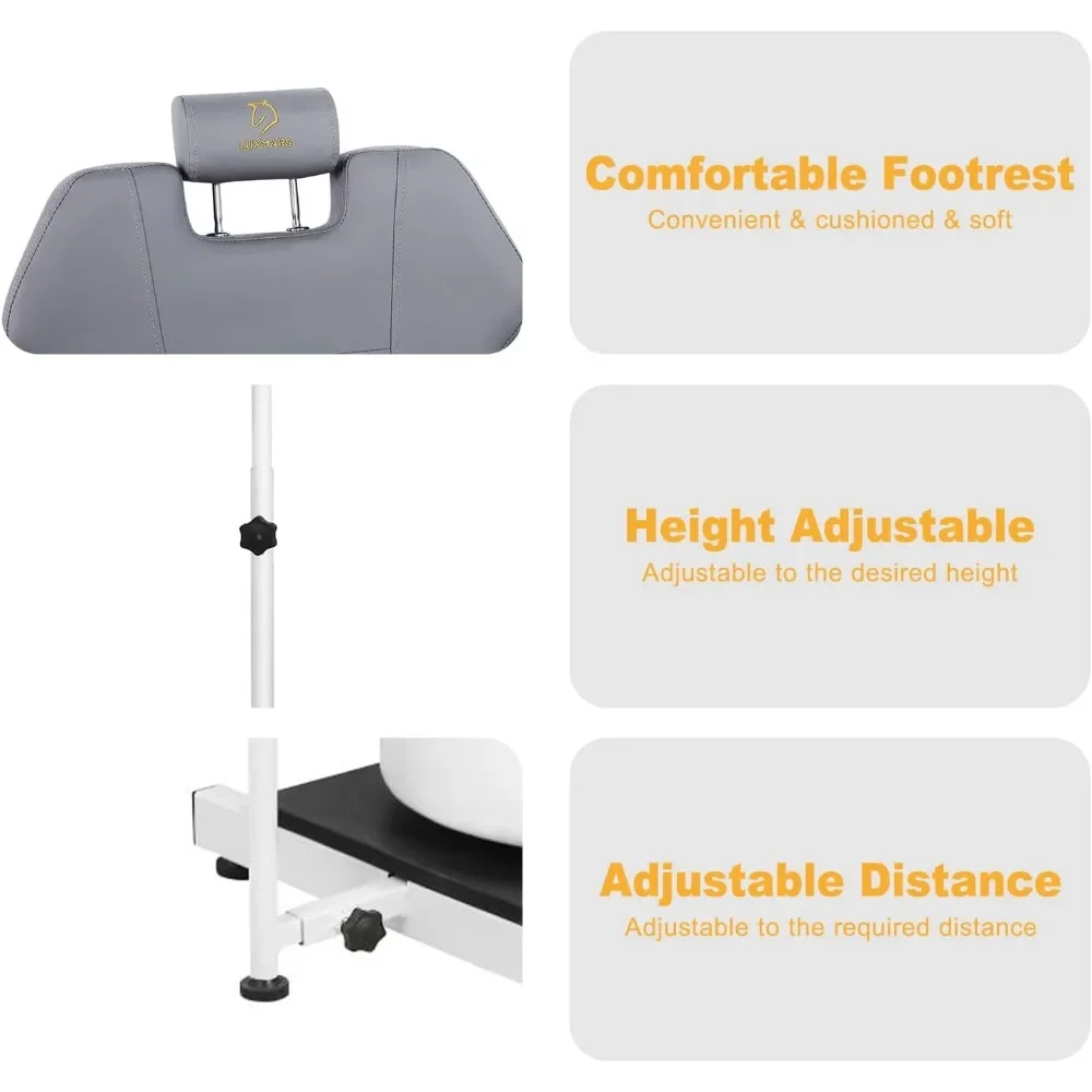 Pedicure Chairs No Plumbing with Foot Massage Basin, Hydraulic Adjustable Pedicure Chair, 360° Rotation Pedicure Chairs