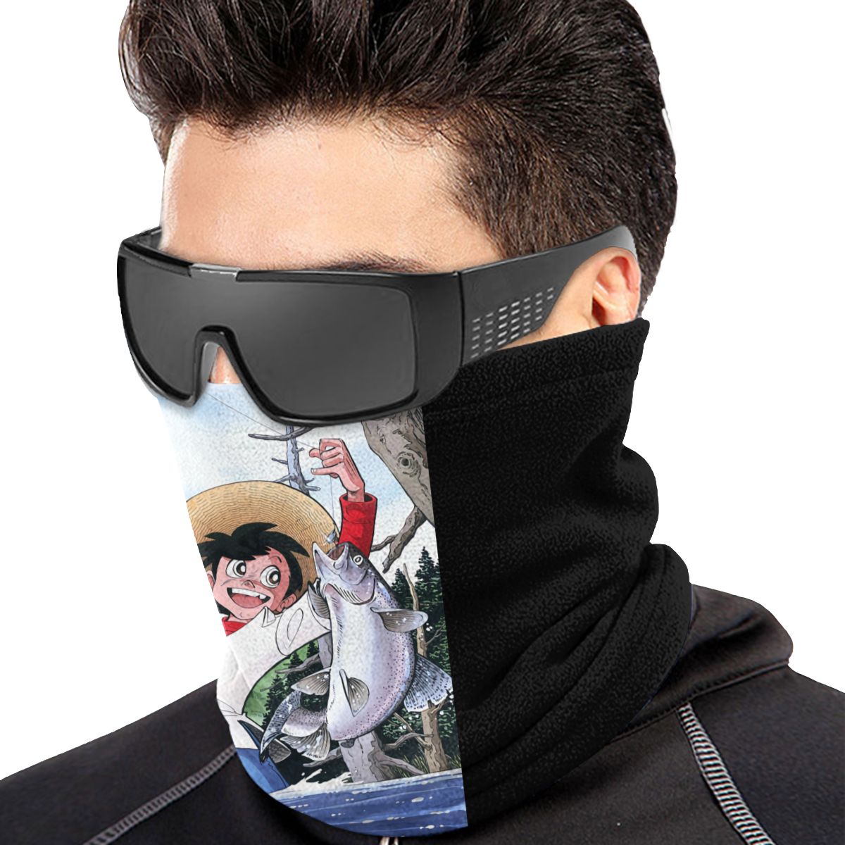 Meme tribto sampei ragazzo pescatore อนิเมะมังงะผ้าพันรอบคอแบบเรียบง่ายครึ่งหน้ากากป้องกันแสงแดด
