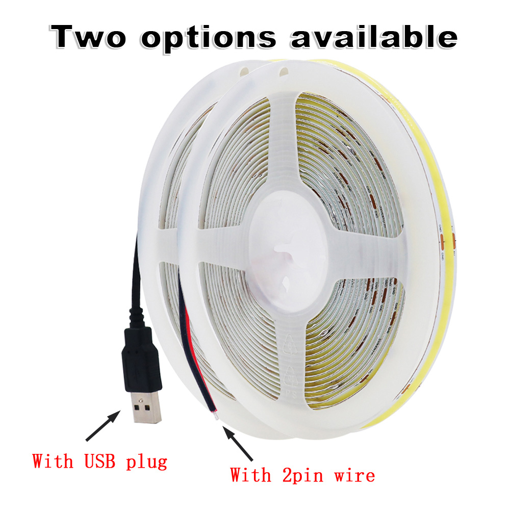 DC 5V USB COB Led Strip Light White/Red/Green/Pink/Ice Blue/Yellow 320 Leds Flexible Ribbon Night Lamp TV Backlights Home Decor