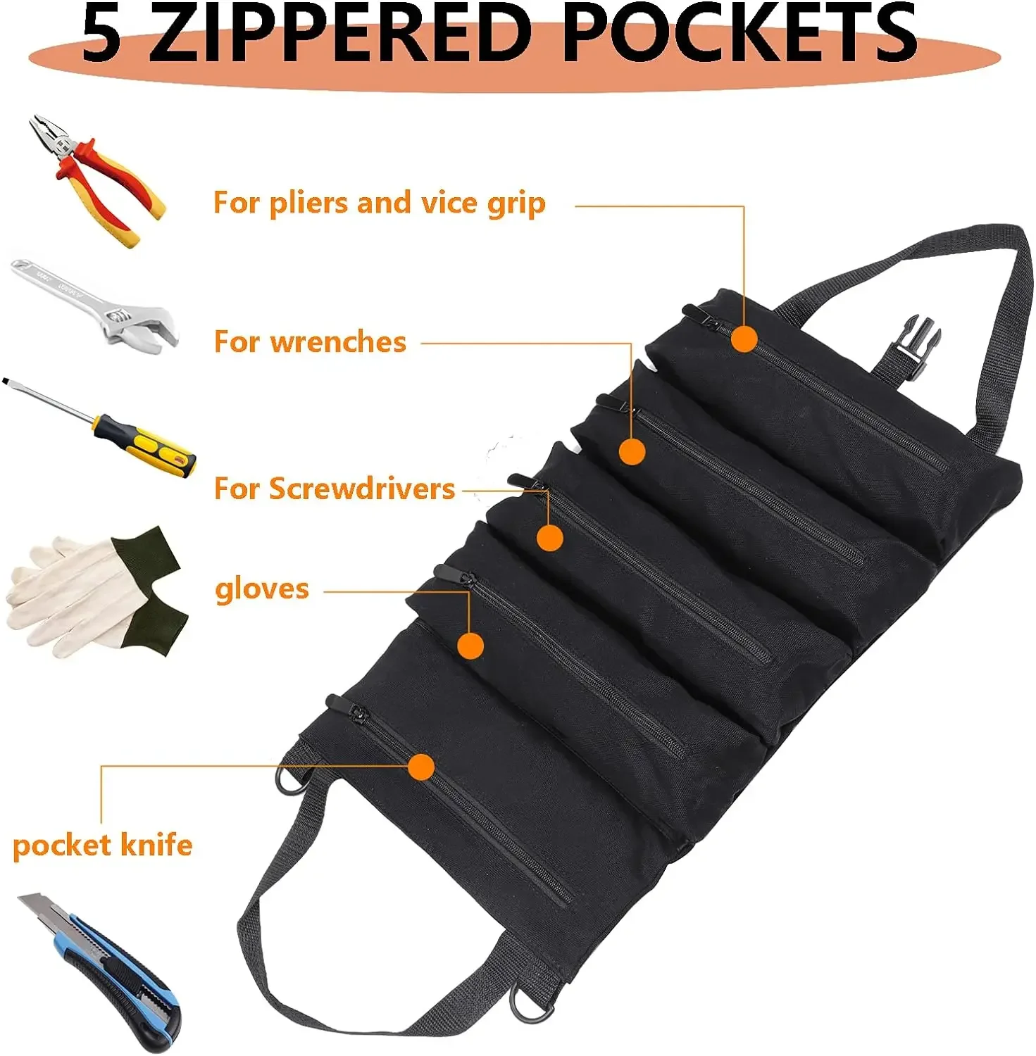 New Tool Bag Scroll Tool Storage Bag Suitable for Workers Engineers Maintenance Tools Camping Detachable Multifunctional Bag Red