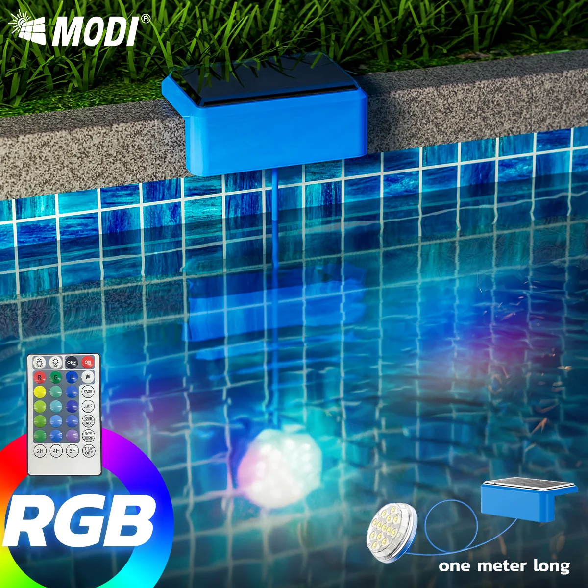 Luz solar para piscina IP67, luz impermeable para piscina, luz subacuática para piscina de 16 colores, adecuada para piscinas y estanques