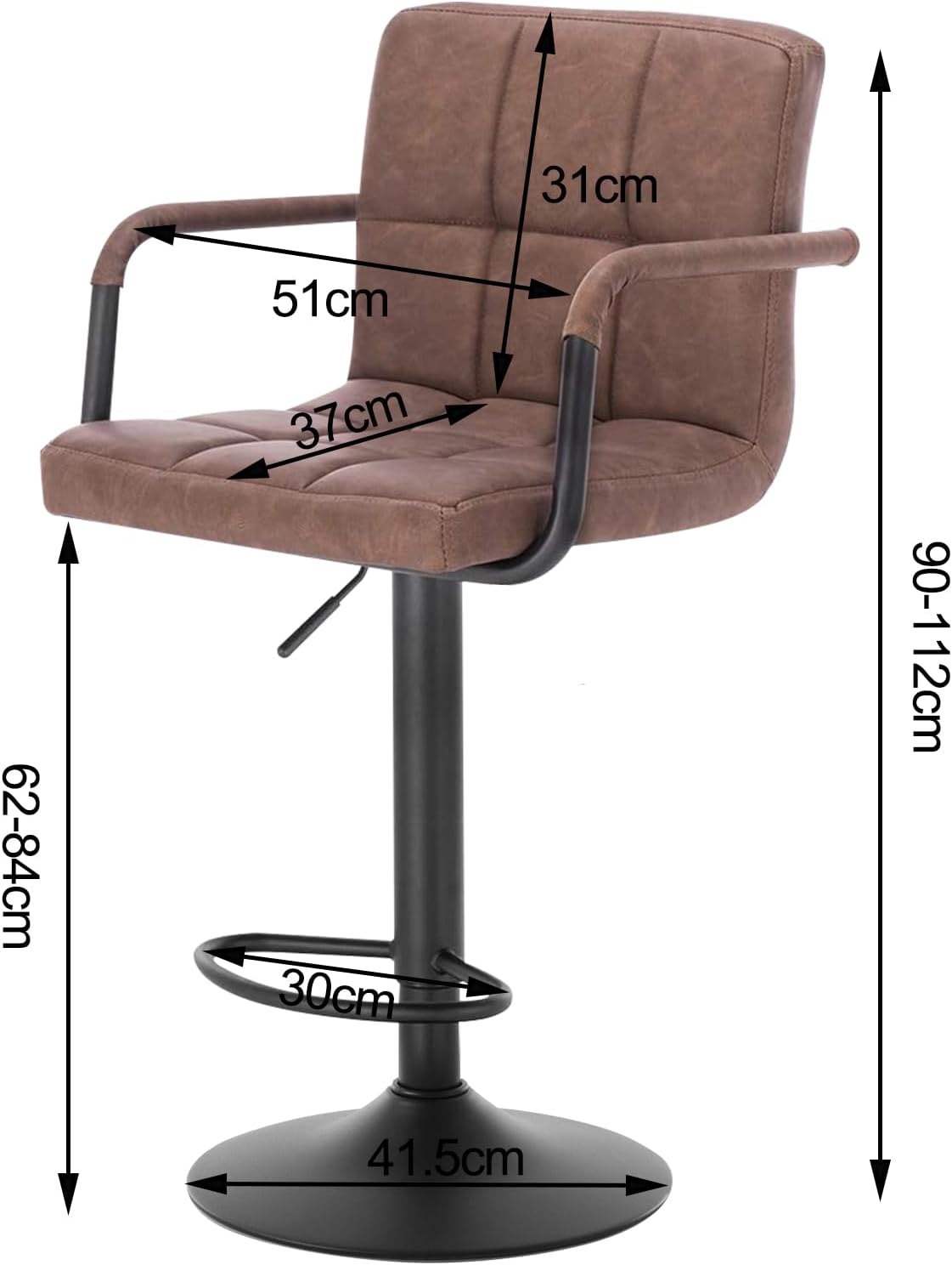 Barhocker BH113dbr-2 Set of 2 Barstuhl Tresenhocker Bistrohocker Designer Hocker mit Backrest,