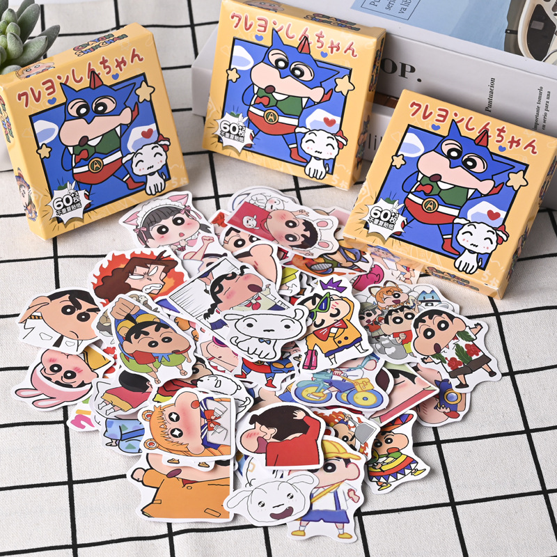 60Pcs Cartoon Crayon Shin-chan Stickers for Kids Girls DIY Laptop Phone Diary Cute Anime Sticker Kids Toys