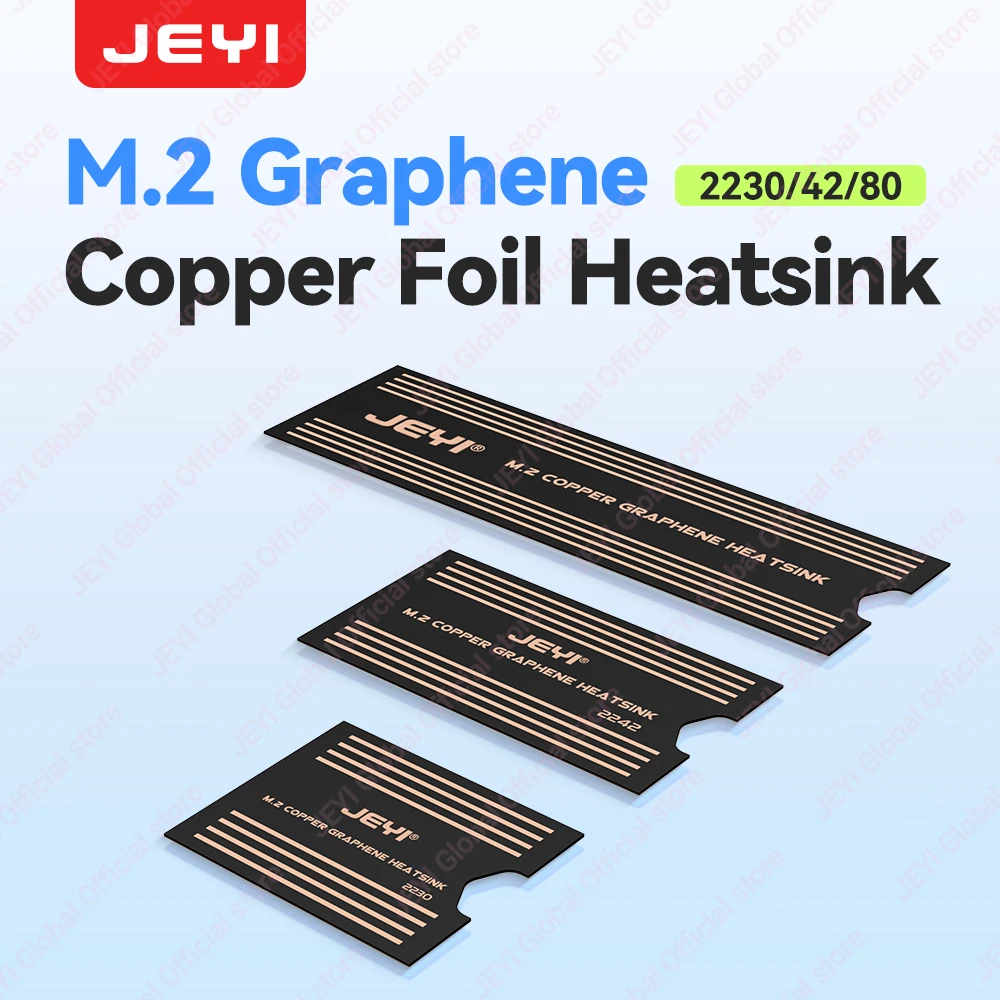 JEYI Graphene 2280/42/30 M.2 SSD-Kühlkörper, zweilagiger Graphen-Kühlkörper und Kühler im Kupferfolien-Design für Laptop