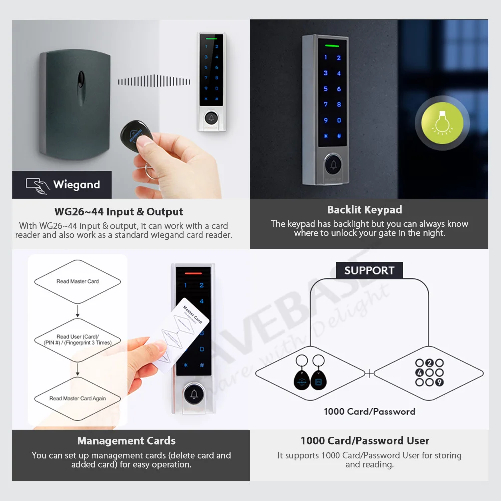 10 Buah Kunci RFID 125KHz + Aplikasi Tuya Kata Sandi WIFI Kontrol Akses Pintu IP66 Alarm Anti-rusak WG26 ~ 44 untuk Keamanan Rumah/Kantor
