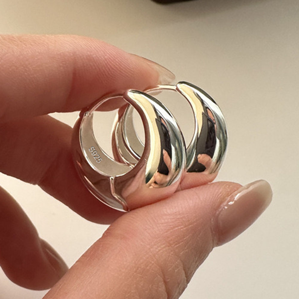 Серьги из стерлингового серебра 925 пробы для женщин, модные простые круглые серьги ручной работы, ювелирные изделия, предотвращающие аллергию, аксессуары для вечеринок