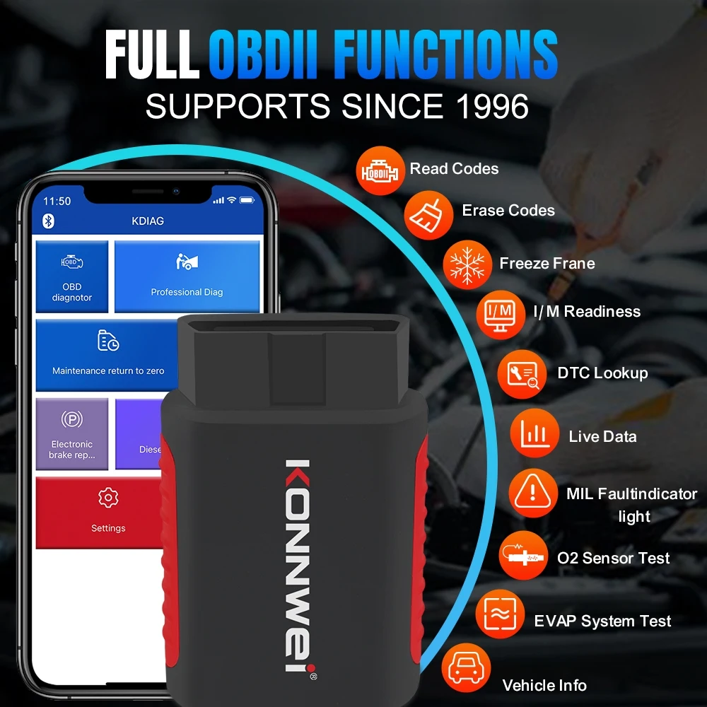 KONNWEI KDIAG MINI 2023. Pełny systemowy automatyczny skaner Reset SAS EPB Service ECU Programmer OBD OBD2 Car Diagnostic Tool pk Thinkdiag