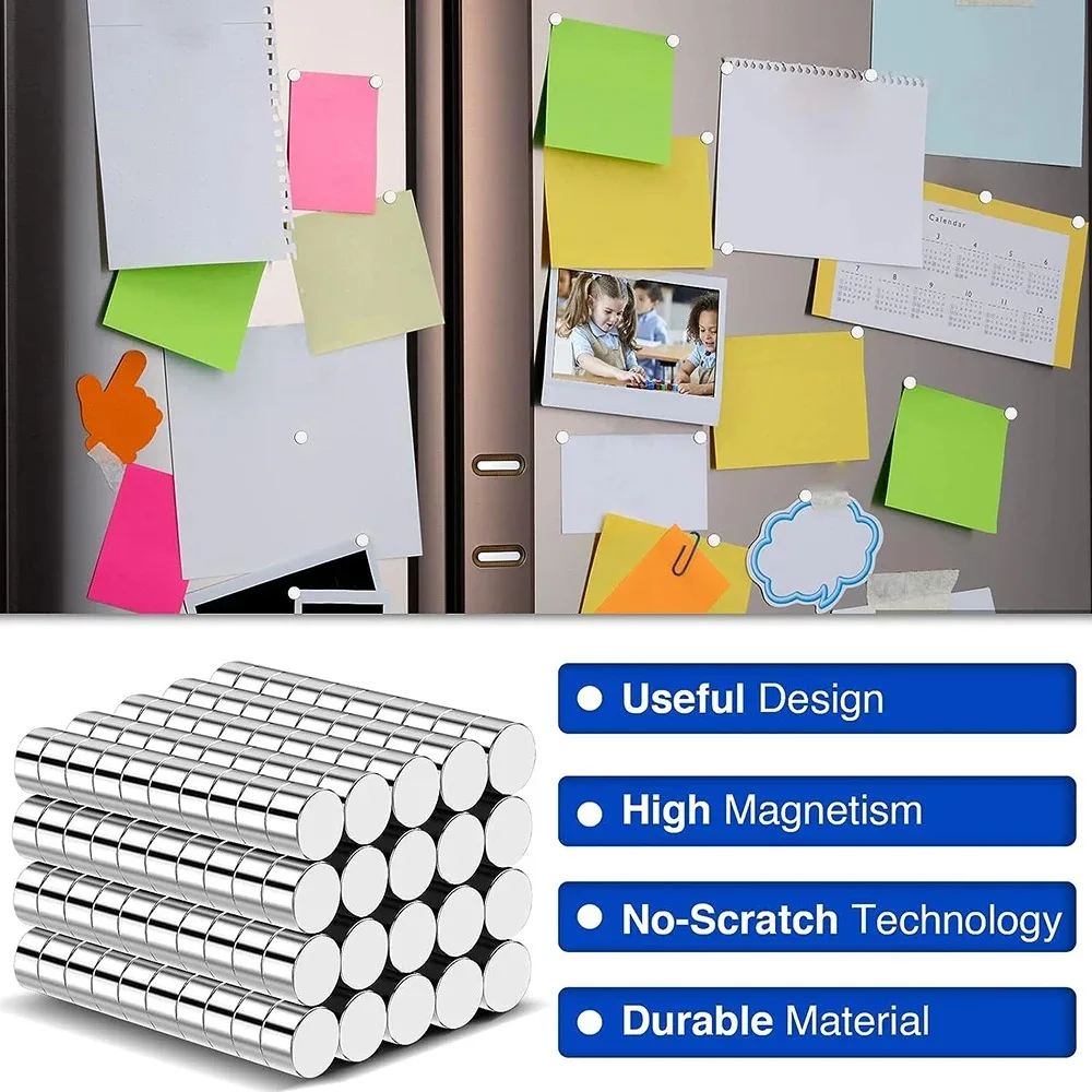 แม่เหล็กทรงกลมทรงพลัง 120 ชิ้น 4x2 มม. สำหรับตู้เย็น, สำนักงาน, DIY