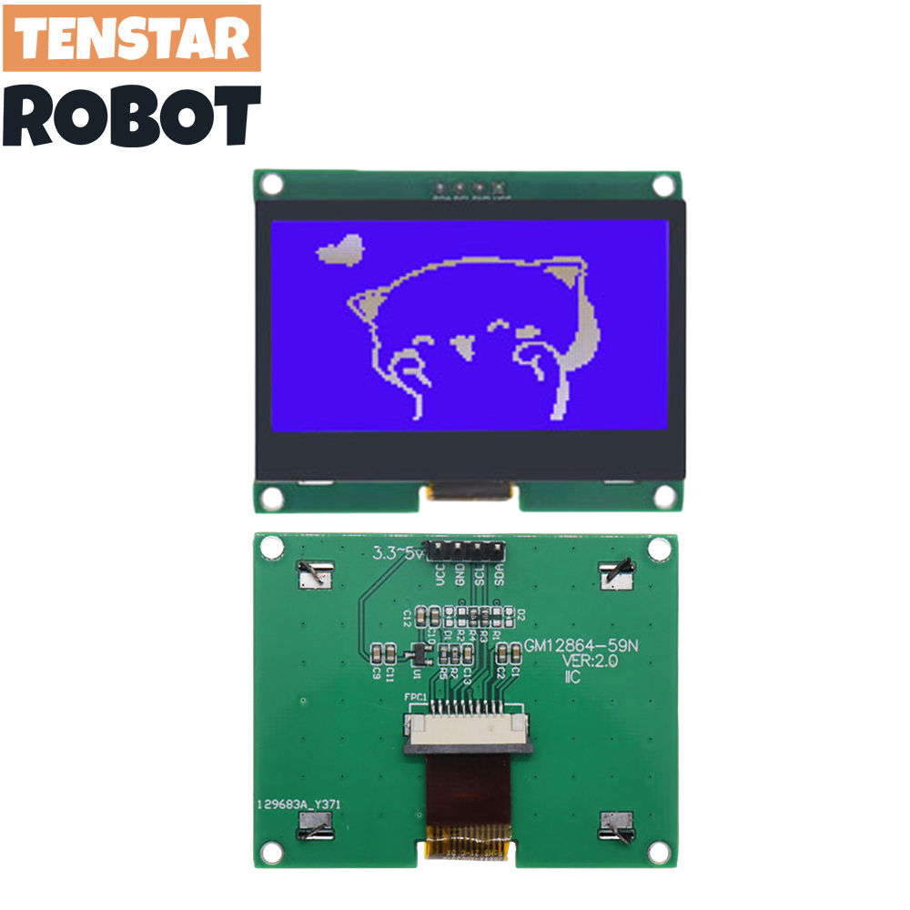 TENSTAR 12864-59N IIC 4P LCD Module I2C ST7567S COG Graphic Display Screen Board LCM Panel 128x64 Dot Matrix Screen