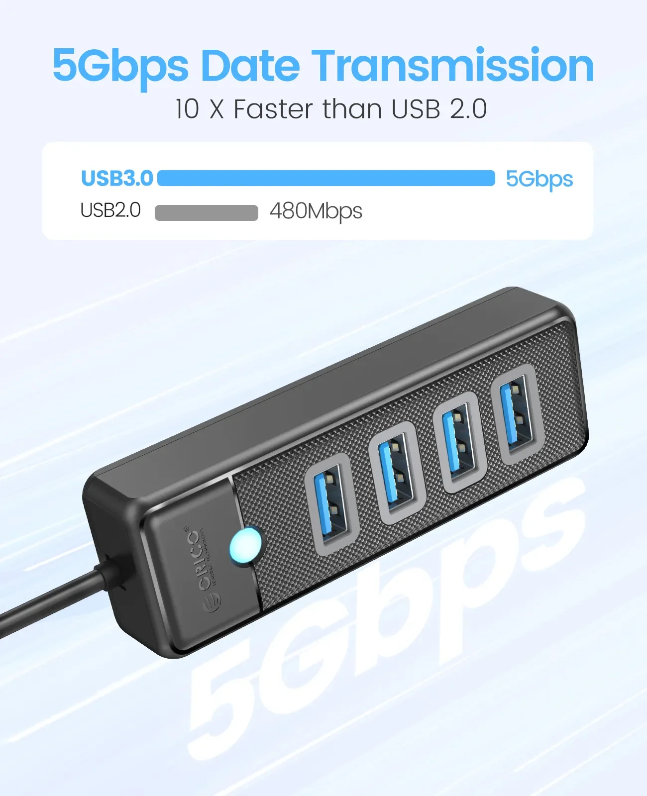 ORICO-divisor Multi tipo C 4 puertos USB 3,0 HUB 5Gbps adaptador OTG de alta velocidad para PC accesorios de ordenador Macbook Pro