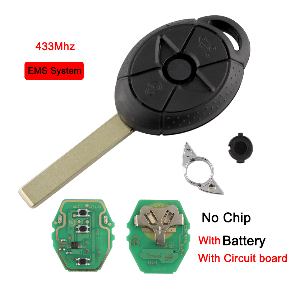YIQIXIN 3 ボタン 315/433Mhz リモート車のキー古い BMW ミニクーパー S R50 R53 2005-2007 EWS システム HU92 ノーカットブレードチップなし