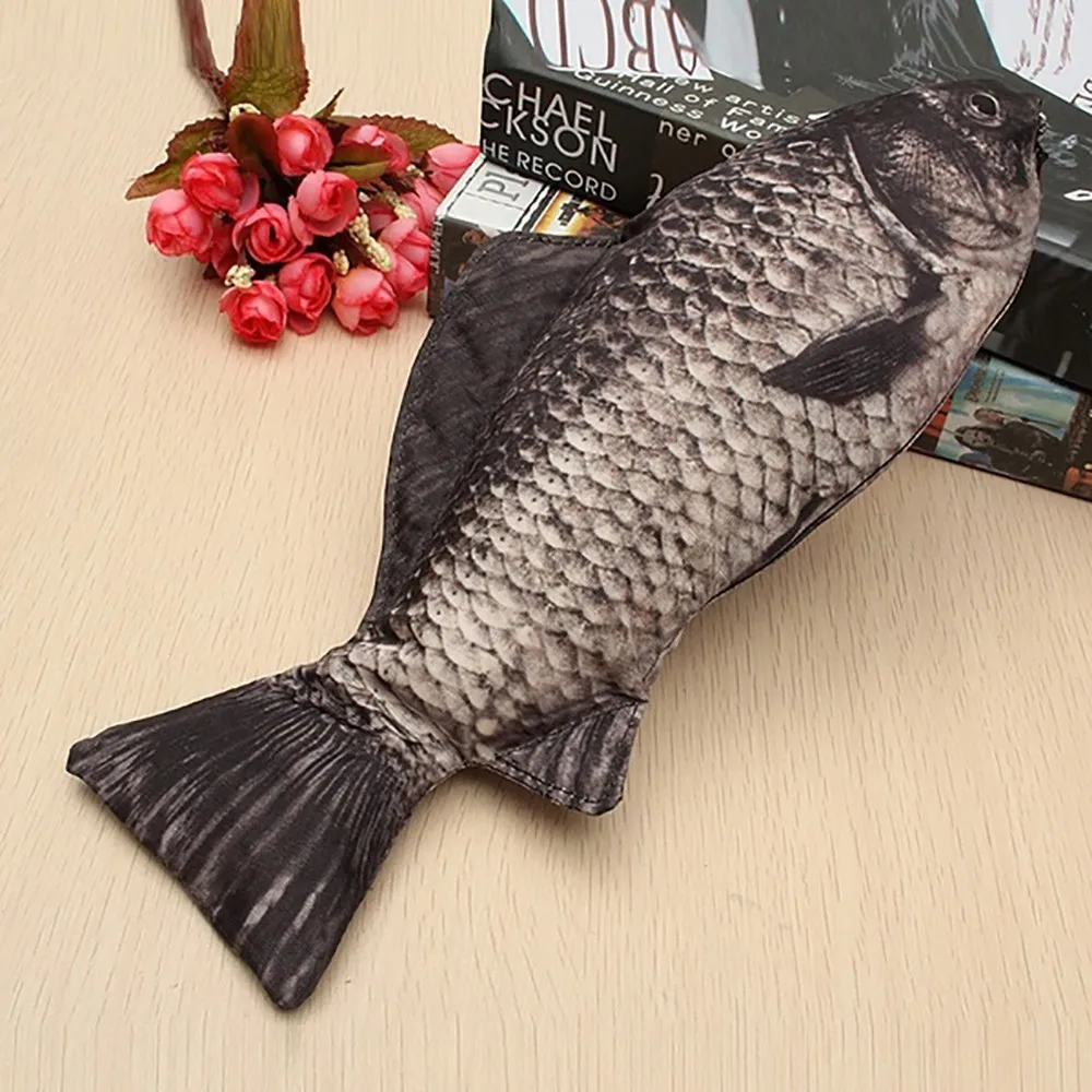 Creative Fish Shape ดินสอปลาสมจริงปากกากระเป๋าซิปแต่งหน้ากระเป๋าของขวัญกล่องปากกาเครื่องเขียนอุปกรณ์สํานักงานโรงเรียน
