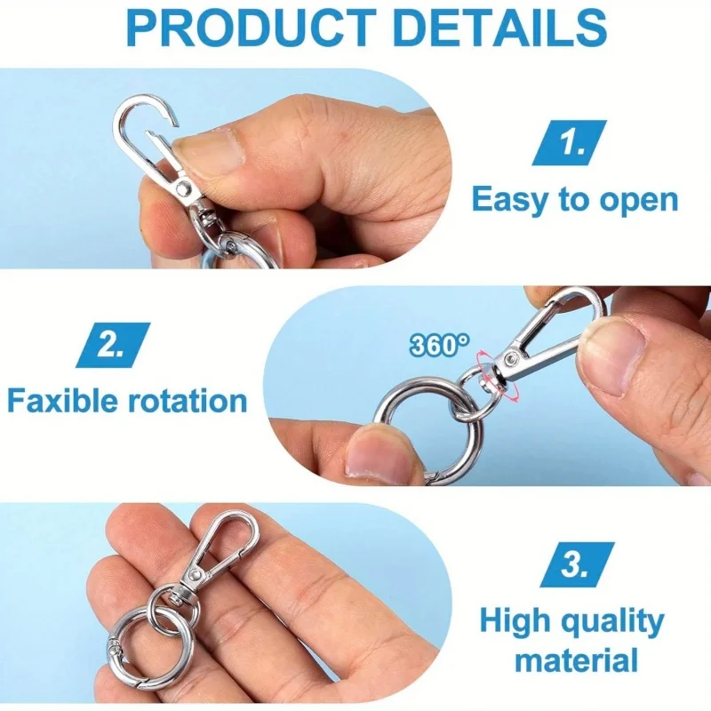 2 pcs คลิปหมุน Clasp,โลหะหมุน Snap Hooks, คู่เปิด Key CHAIN คลิป Key แหวนสําหรับงานฝีมือ DIY Lanyard ทํา