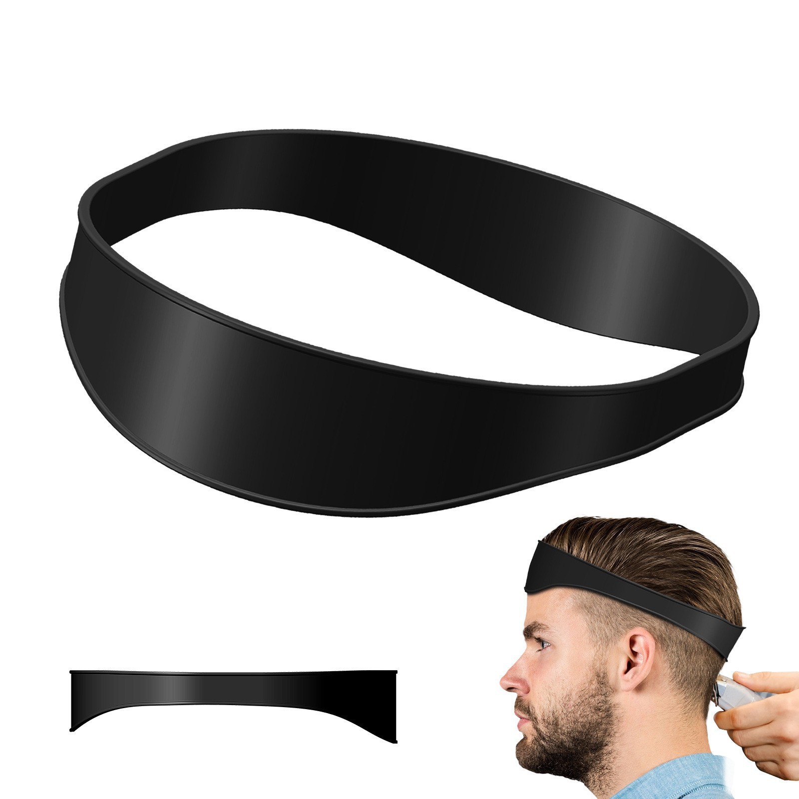 Gabarit de rasage de collier de sangles de cheveux incurvées en silicone, guide de coupe de cheveux, outils de barbier