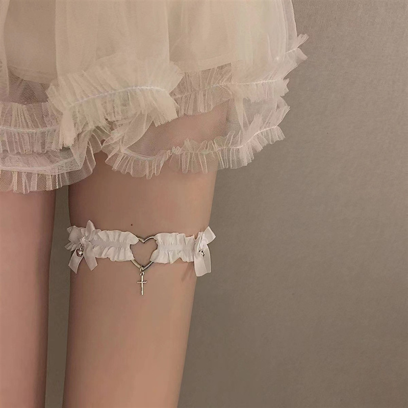 Bowknot Heart Bell Leg Ring Lace Thigh Accessories Choker Collarbone Chain Accessory Leg Chain