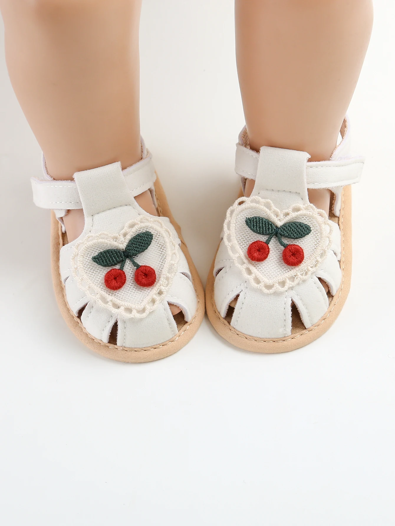 Sandálias de bebê menina verão cereja pano sola sapatos de bebê recém-nascido sapatos de primeira caminhada
