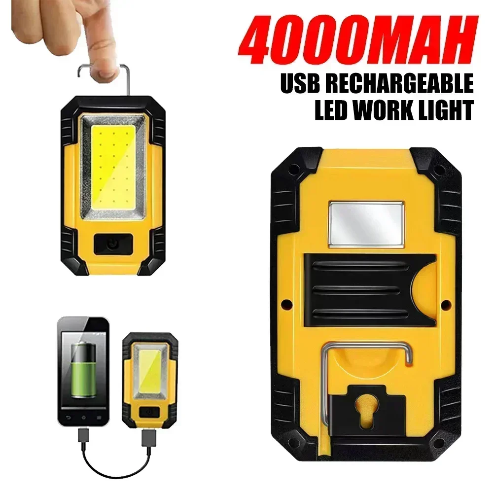 4000MAH wiederaufladbare Arbeitsleuchte 30W superhelle COB-Taschenlampe mit magnetischer tragbarer Outdoor-Powerbank Camping-Notfalllampe