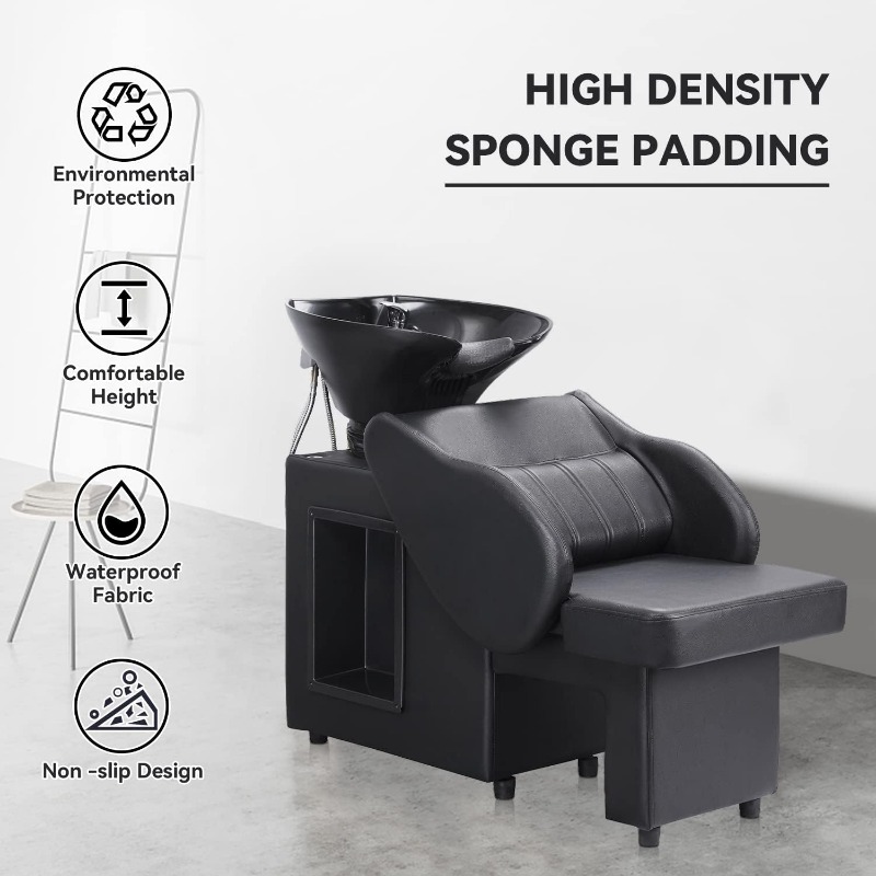 Shampoo Barber Backwash Chair, Adjustable ABS Plastic Shampoo Bowl Sink with Chair for Spa Beauty Salon…