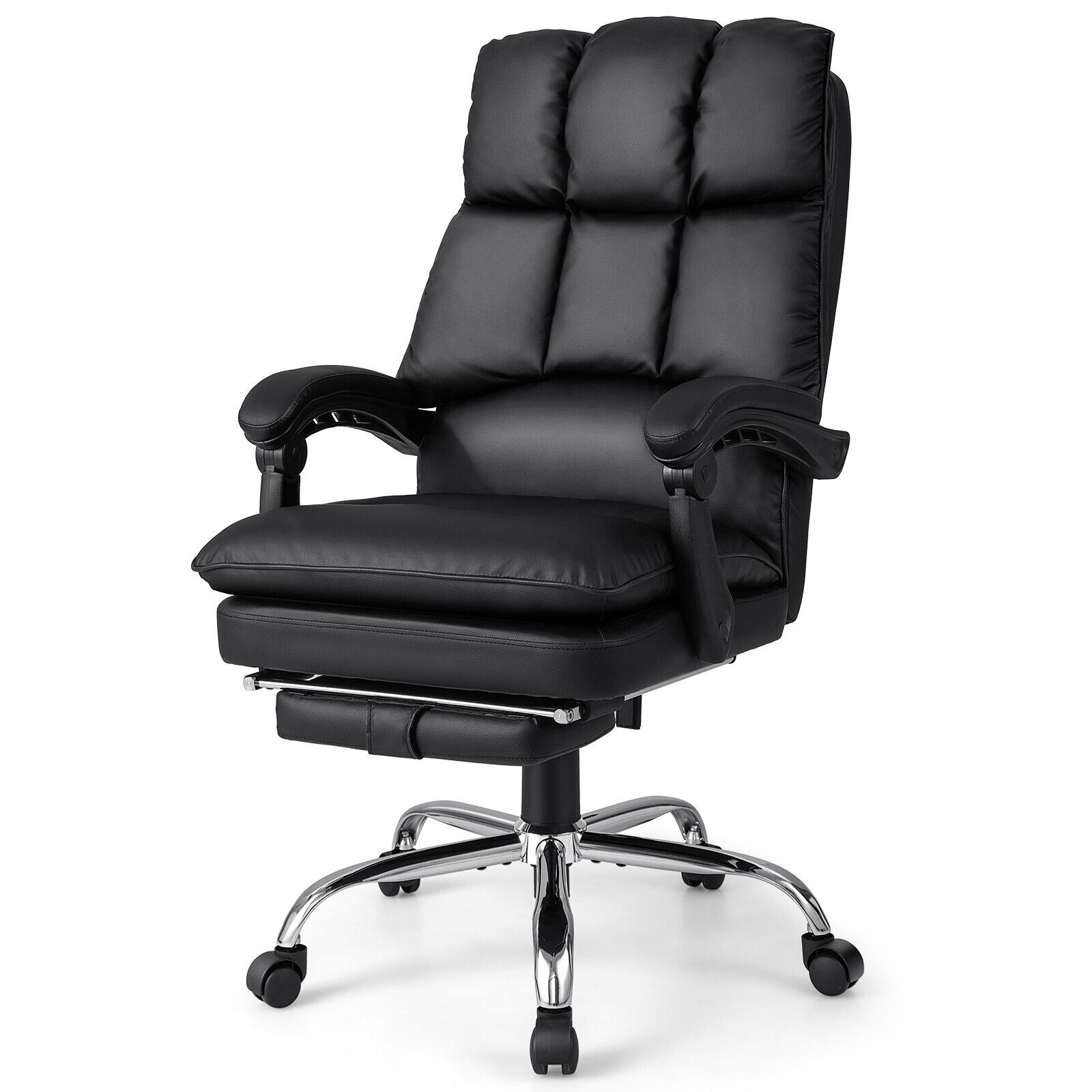 GOFLAME Office Desk Chair Ergonomic Padded Reclining Chair With Retractable Footrest