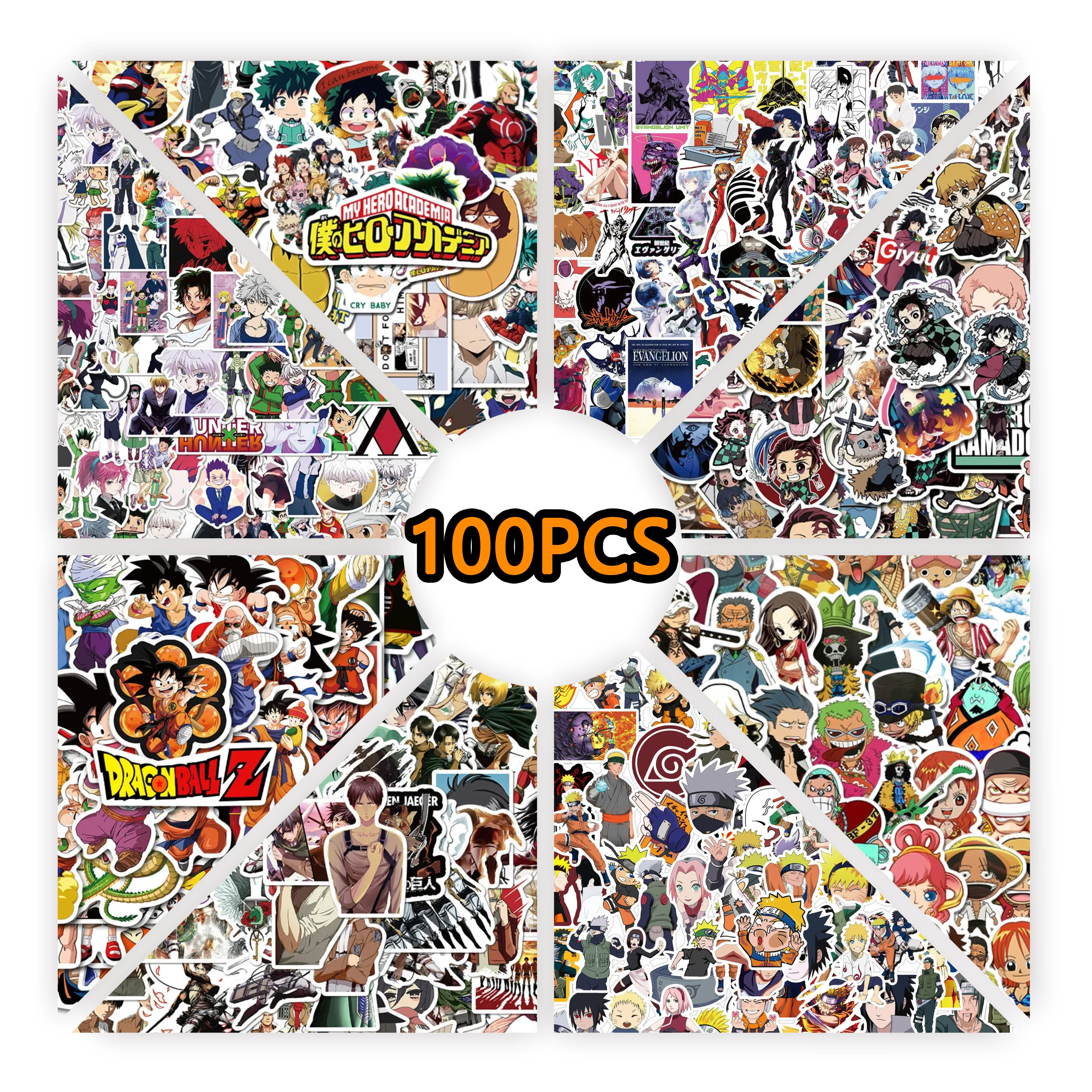 100 Uds mezcla de pegatinas de colección de Anime impermeables DIY Graffiti teléfono portátil equipaje guitarra cuaderno taza pegatinas de dibujos animados juguete para niños