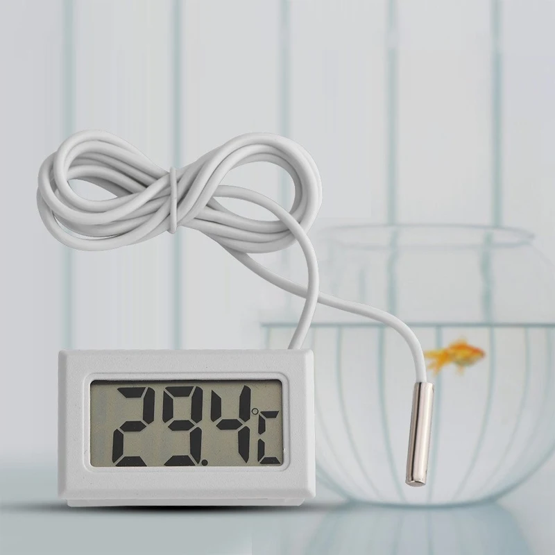 Mini termómetro Digital LCD con sonda impermeable, práctico Sensor de temperatura para interiores y exteriores, para refrigerador y acuario