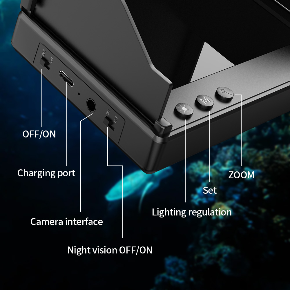 暗視付きポータブル魚深さ計、水中LCD、ポータブル釣りカメラ、220 ° 、1080p、4.3インチ