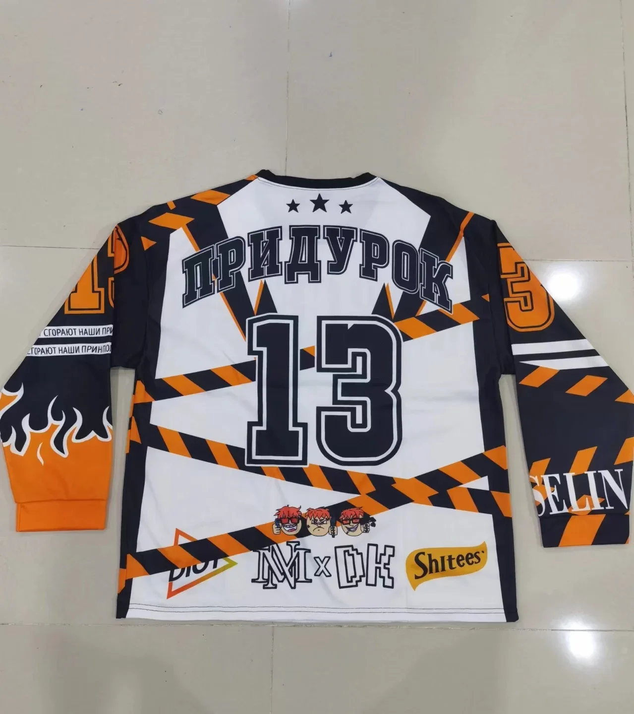 原宿カジュアル野球ジャージトップス特大クラシック服 Y2K ストリート марселин ジャージ長袖 Tシャツ男性女性