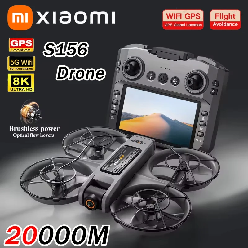 Xiaomi s156 drone motores sem escova 8k profissional hd câmeras duplas 5g wifi fpv fluxo óptico pairar evitar obstáculos quadcopter