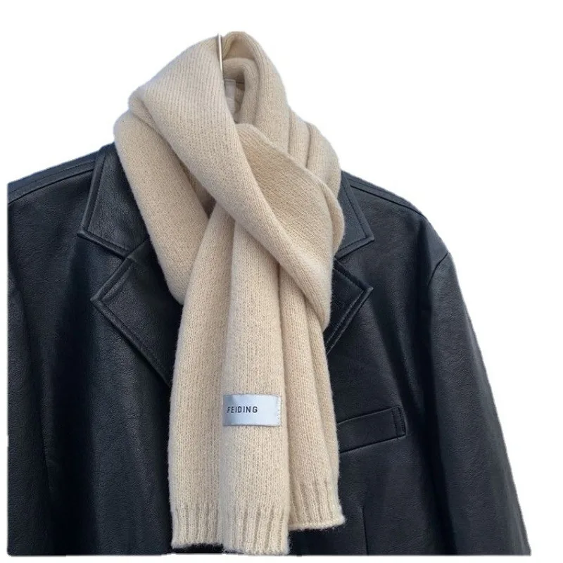 Bufanda suave y Lisa Simple para hombre, Otoño Invierno, tejido de lana, moda coreana para parejas, silenciador térmico grueso y cálido, chal para hombre