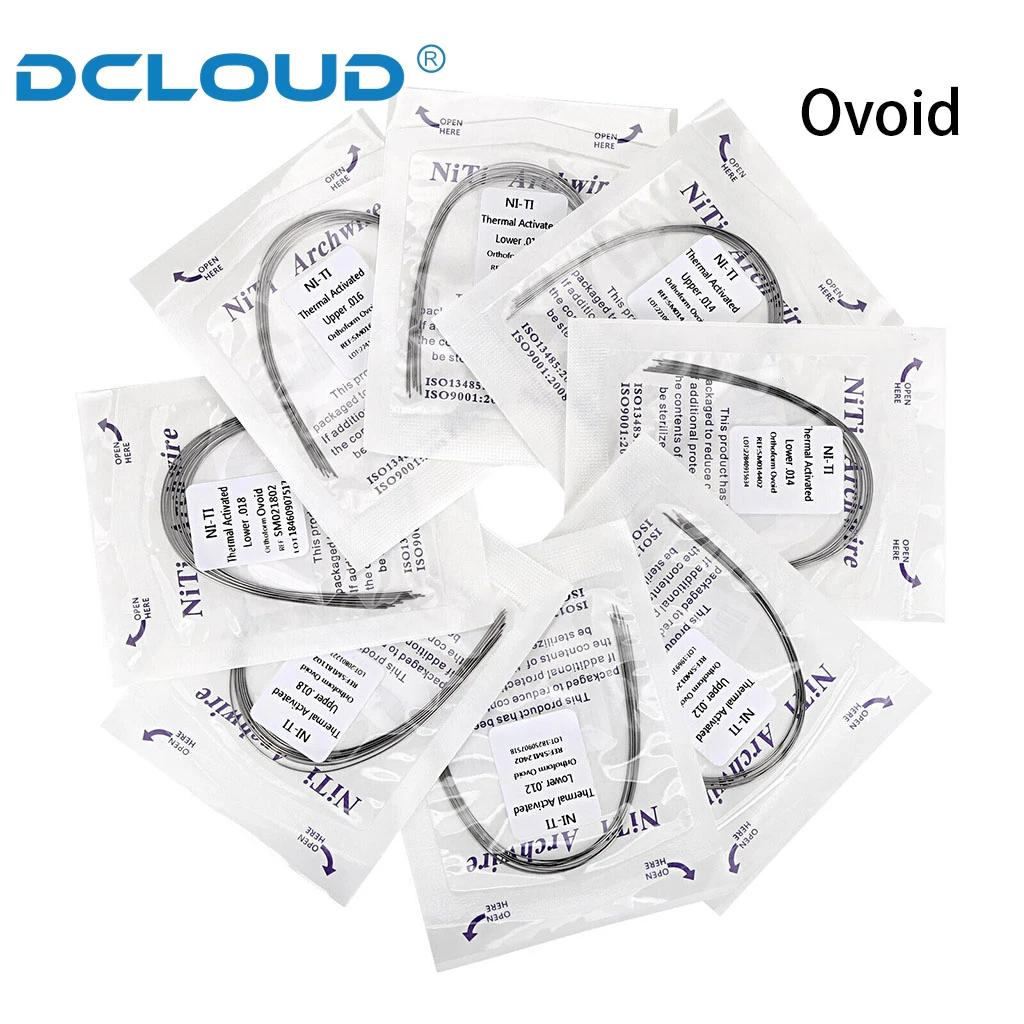 100Pcs/10Packs Dental Orthodontic Thermal Activated Archwires Super Elastic Niti Arch Wire Round Rectangular Ovoid /Natural Form
