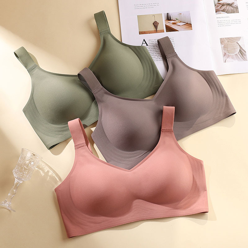 Parte de atrás bonita, sujetador push-up de soporte suave de talla grande para mujer, sujetador fino deportivo sin costuras de una pieza, sin aros y ajustable