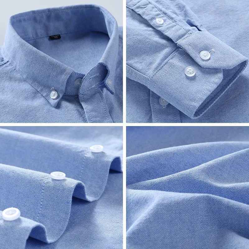 Camicia da uomo casual in cotone slim fit con logo cavallo camicia inferiore in pollici Camicia a righe a maniche lunghe con spinning Oxford