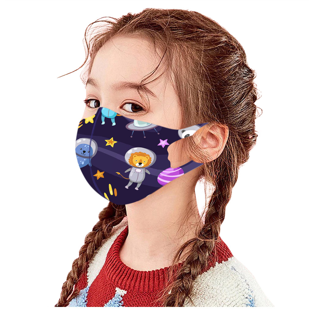 1 Stück waschbare und wiederverwendbare Kindermaske mit Cartoon-Musterdruck, winddicht, kinderfreundliche Maske, atmungsaktive Komfortmasken