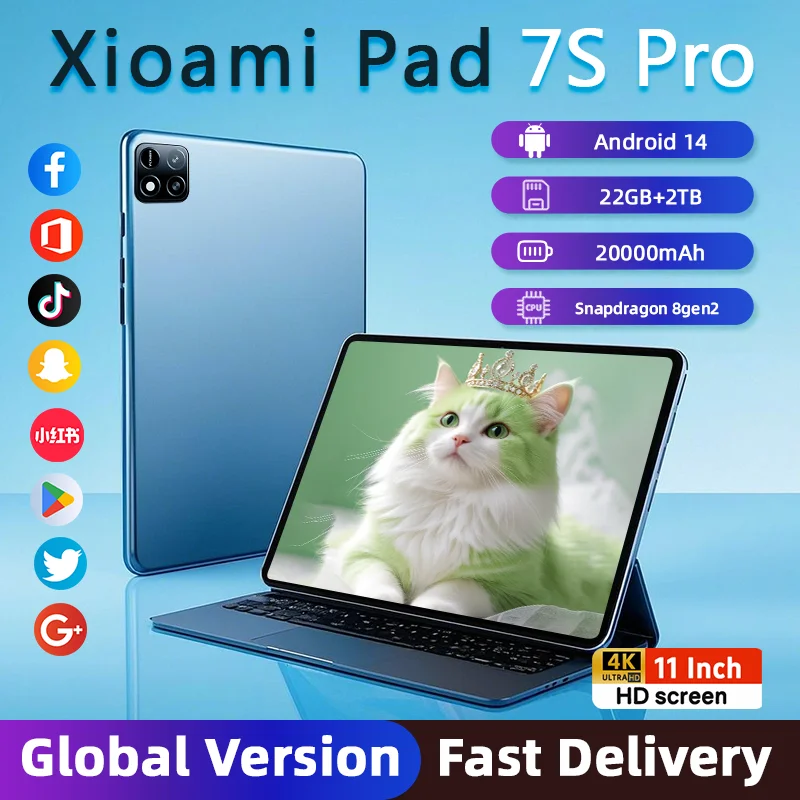 Nouveau Pad 7s Pro version globale, moniteur HD 4K, Snapdragon 8 Gen2, batterie 120 mAh, développements rapides, 5G, GPS, WiFi, version globale, 20000Hz, 11 pouces, 2021