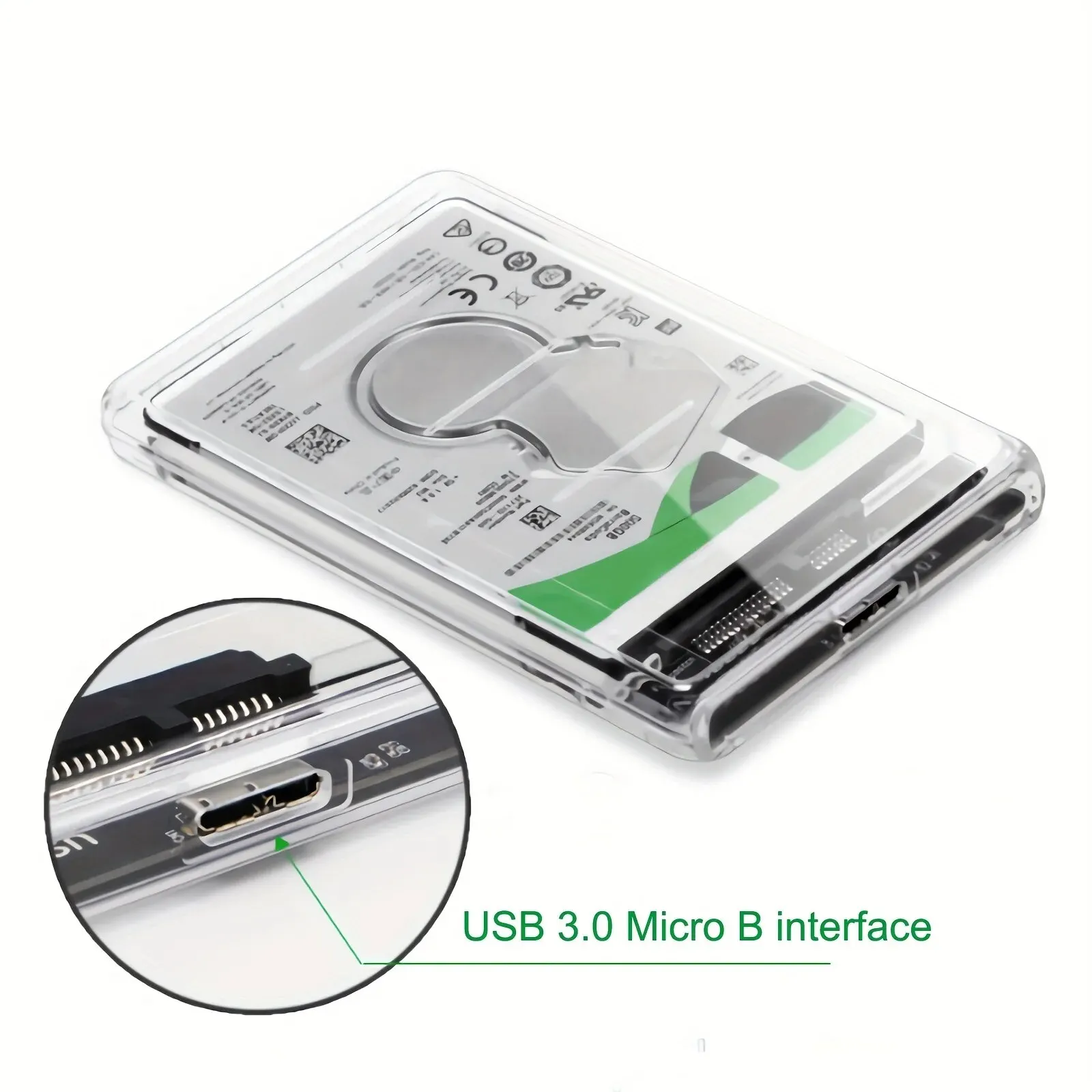 USB3.0 Externes Festplattengehäuse 5 Gbit/s 2,5 Zoll transparentes Festplattengehäuse Festplattengehäuse SATA HDD SSD Aufbewahrungskoffer für Laptop PC