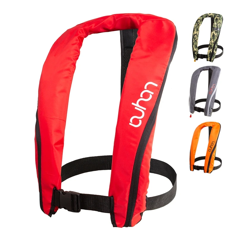 Professional ตกปลา Self Inflatable Life Jacket คู่มือเสื้อกั๊กผู้ใหญ่ 150N 100N Auto น้ํากีฬาล่องแก่งพายเรืออุปกรณ์เสริม