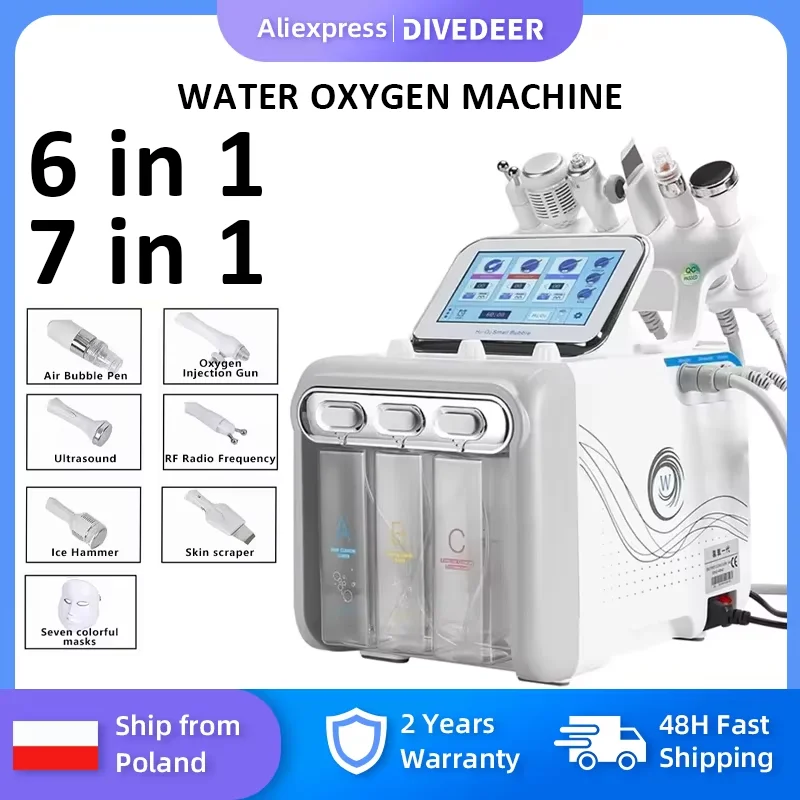 DIVEDEER-máquina de belleza de burbujas pequeñas, oxígeno y hidrógeno, microdermoabrasión, dispositivo acuático, limpieza profunda de la piel de la cara, carrito de Spa