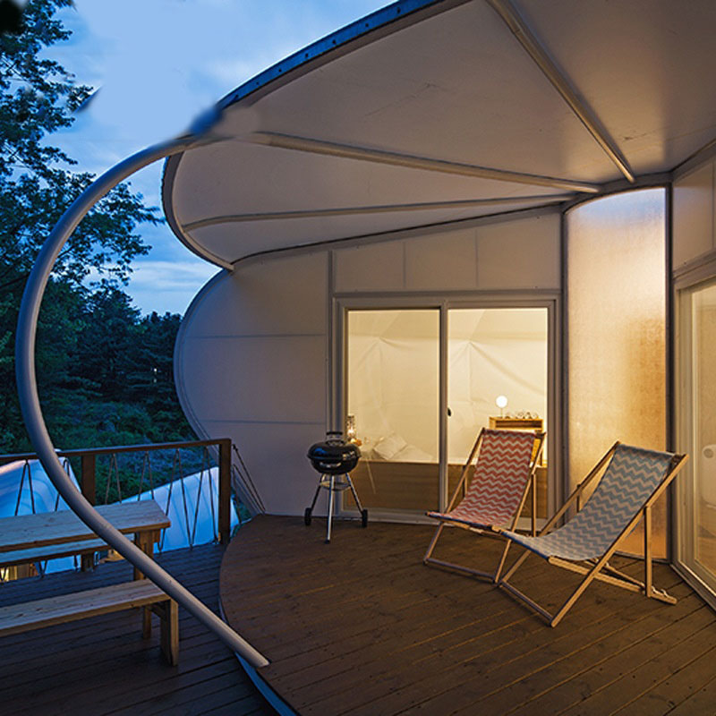 Tente de cabine de camping de forme spéciale, structure en acier, camping de vacances, extérieur, hôtel de luxe, maison