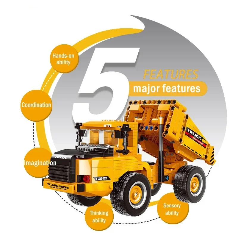 City Technical MOC รถ WheelLoader รถ Heavy Mining รถบรรทุกเครน Building Blocks DIY วิศวกรรม Excavator อิฐของเล่นสําหรับเด็ก