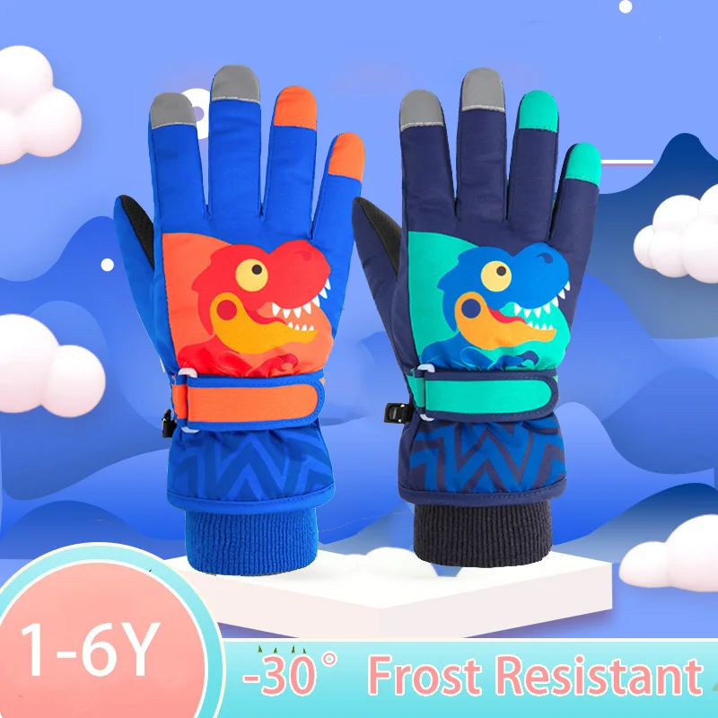 Kinder-Skihandschuhe, winddichte Handschuhe für Kinder, plus Samt-Fäustlinge, Winter, warm, dick, Snowboard-Schneehandschuhe, Skifahren, Reiten, Jungen-Fäustling