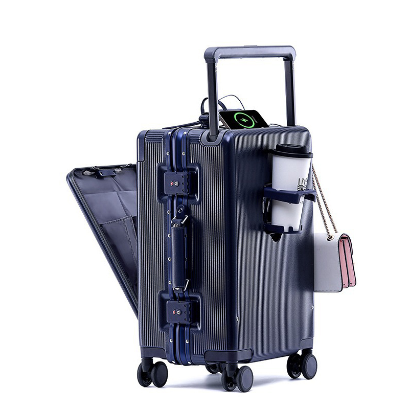24 "26 inch reiskoffer aluminium frame brede trolley handbagage met bekerhouder 20 inch instapdoos rolbagage