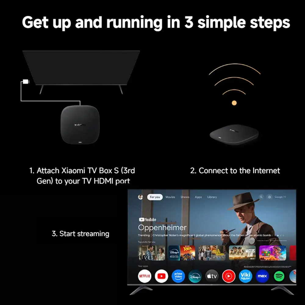 New Xiaomi TV Box S 3rd Gen, Smart TV Box Android Lettore multimediale 4K UHD, Dolby Vision HDR10+ Assistente Google Set-Top Box TV Google