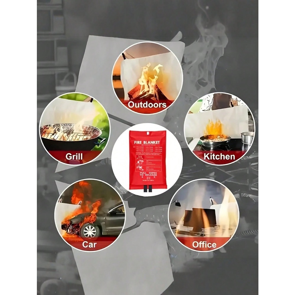 Fire Blanket 39.37 X 39.37 Inches Emergency Flame Retardant Blanket Fiberglass Fire Blanket for Kitchen Fireplace Grill