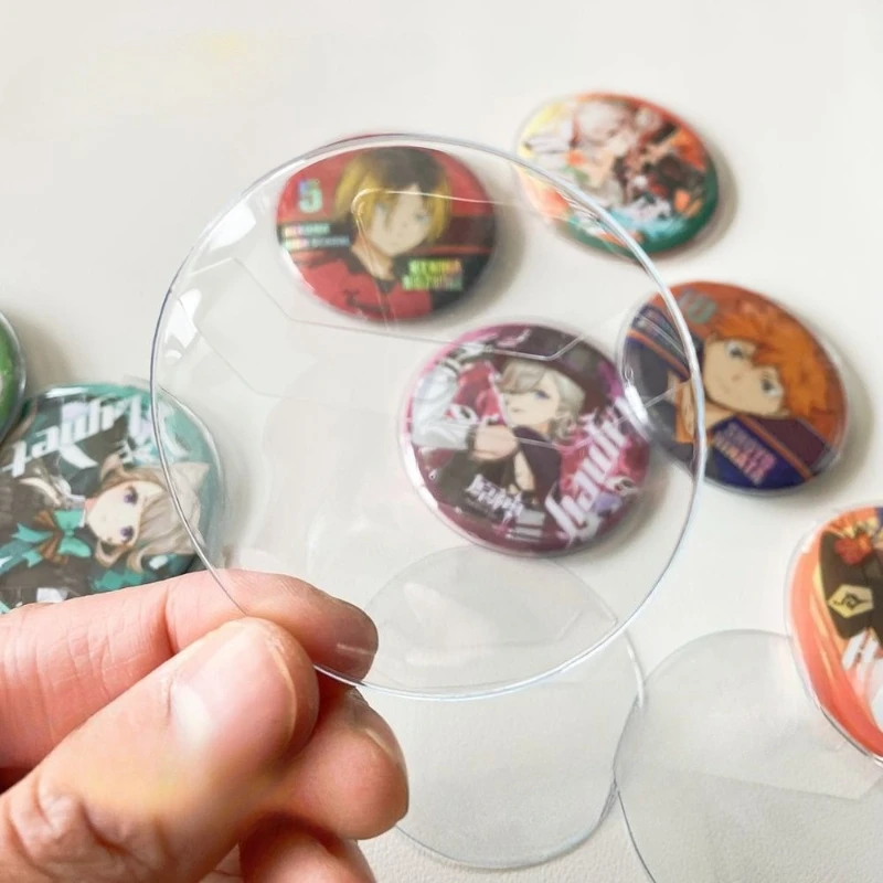 10 teile/satz Anime Abzeichen Schutz Fall 58mm/75mm PVC Runde Schild Staubdicht Display Abdeckung für Metall Pins student Liefert Geschenk