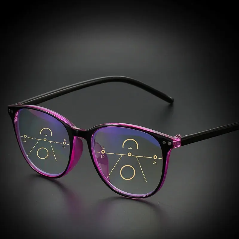 Gafas de lectura progresivas multifocales para hombres y mujeres, anteojos Retro antiluz azul, gafas multifocales para ancianos, montura grande