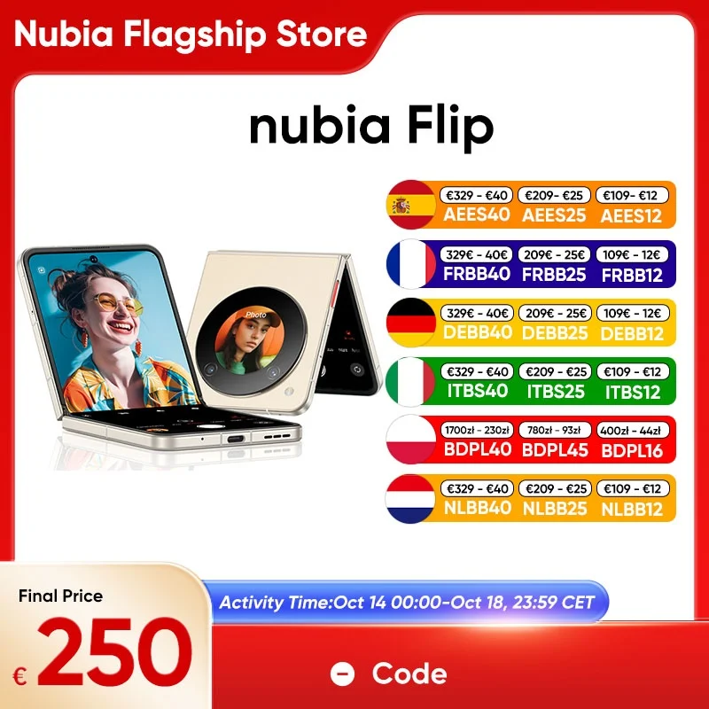 ZTE Nubia Flip Smartphone 5G 6,9 120 Hz Display Snapdragon 7 Gen 1 33 W Schnellladung 50 MP Kamera Globale Version