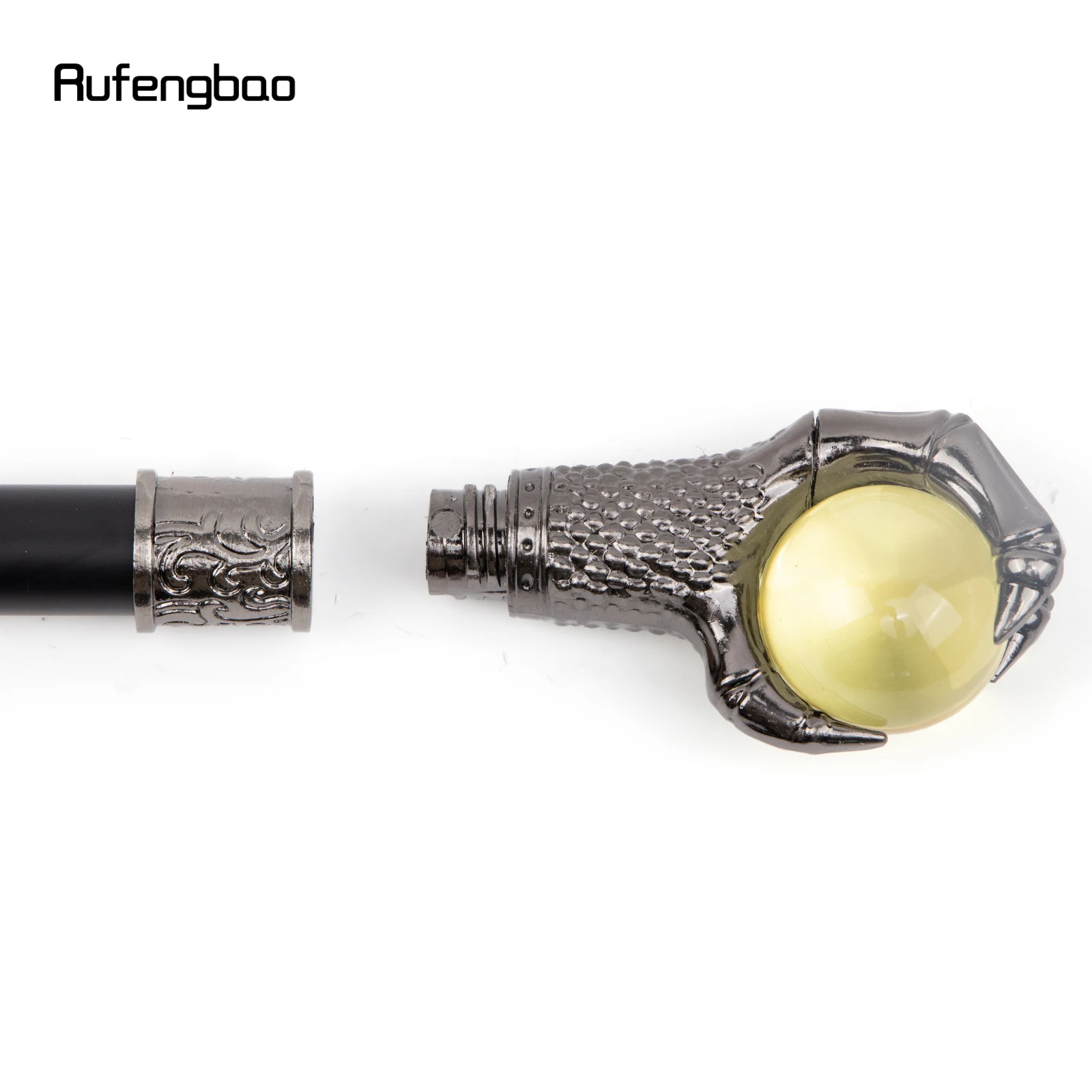 ドラゴンのグリップライト,黄色のガラス玉,銀,ウォーキング,ファッション,装飾的なウォーキングスティック,コスプレサトウノブ,かぎ針編み,93cm