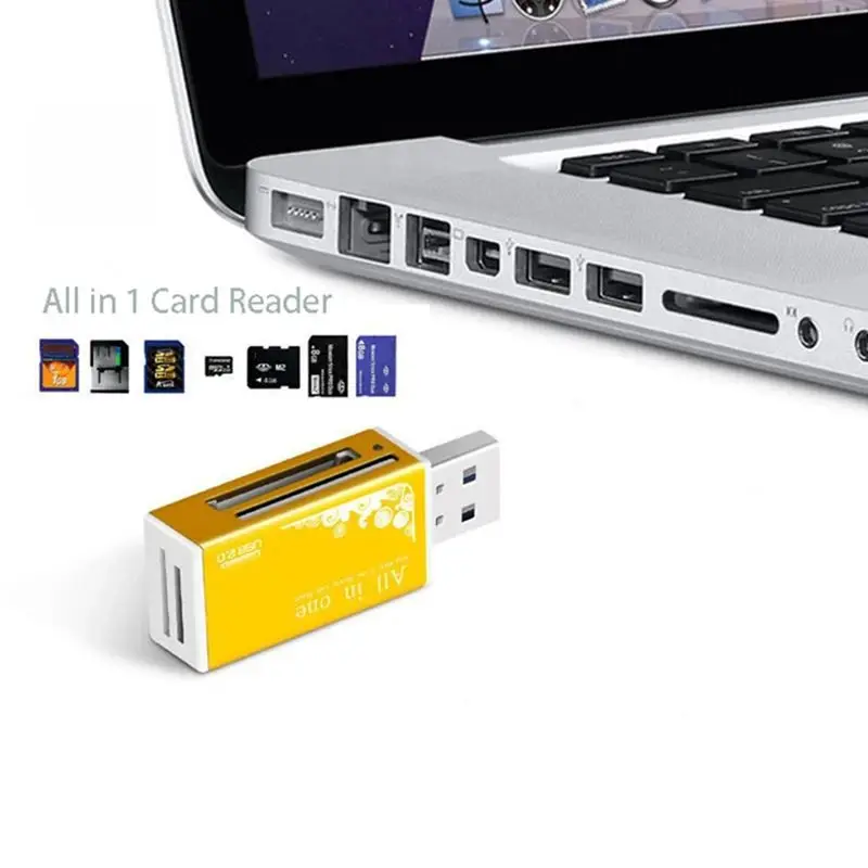 SD Card Reader 4 In 1 Ports USB2.0 Memory TF Card SDHC MMC/RS MMC PRO/MS DUO M2 Adapter For Laptop Desktop PC Computer Camera