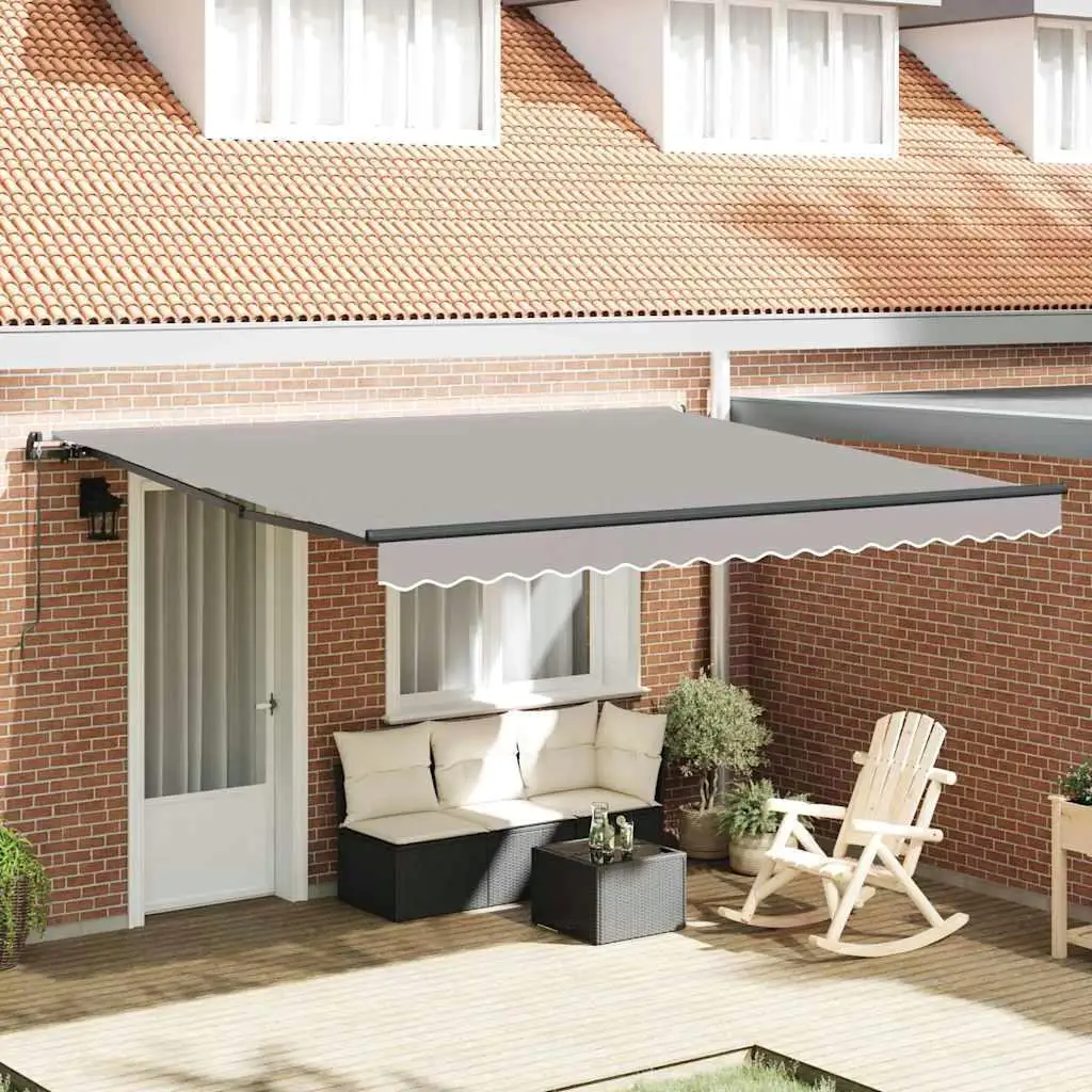 Tenda grigia retrattile 400x300 cm Tessuto parasole per esterni Protezione UV Copertura per patio da giardino